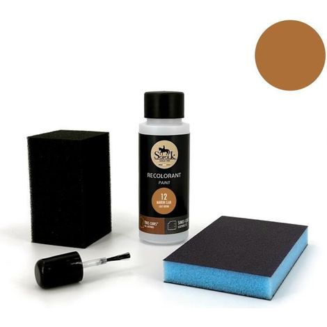 Kit Retouche Peinture Cuir/Simili-Cuir (12-MARRON CLAIR) - SOFOLK - Entretien pour Siège et Volant de Voiture, Canapé, Chaussure (1/5)