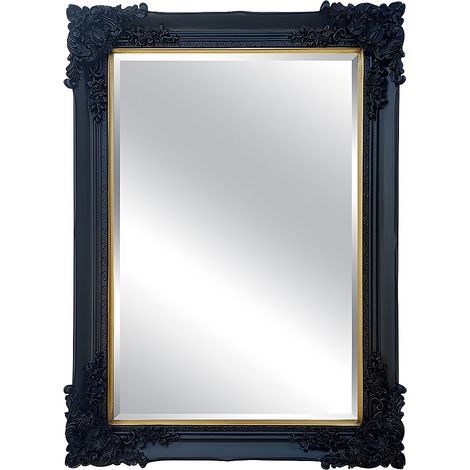 Specchio smussato con modanature Legno di Eucalipto H109 cm Nero - ATALAYA