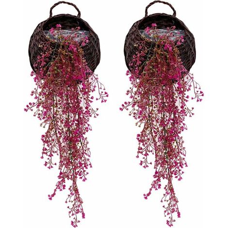 Lot de 2 vignes artificielles suspendues, fleurs rouges, pour décoration murale – DELKEVIC (1/5)