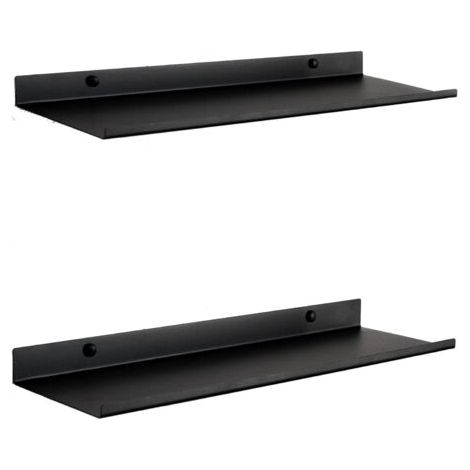 FENOPLASTICAIkodm – Étagère murale flottante noire – Set de 2 tablettes métalliques 50 cm – Fixation invisible – Charge jusqu'à 8 kg – Pour livres et déco murale (1/5)