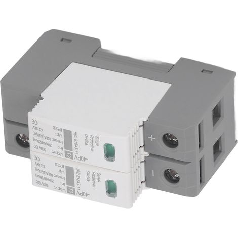 DC 2P Photovoltaik-Überspannungsableiter, 500V DC 20-40kA Überspannungsschutz, Blitzschutz-Leistungsschalter für Solarmodule, Sicherheitskasten. (1/5)