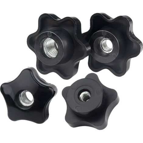 BRAVIX Lot de 10 Boutons de Serrage en Forme D'étoile en Plastique Noir Femelle Filetage M6