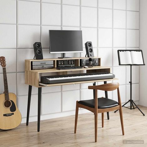 vidaXL Studio Desk Sonoma Oak 152 x 42.5 x 36 cm Engineered Wood (1/5)