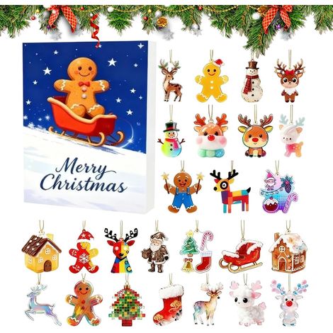 Bonhomme en pain d'épice compte à rebours de Noël - 2D plat 24 jours - Jouet à collectionner - Compte à rebours jusqu'à Noël - Calendrier bonhomme en pain d'épice - Pour tous les âges, vacances (1/5)