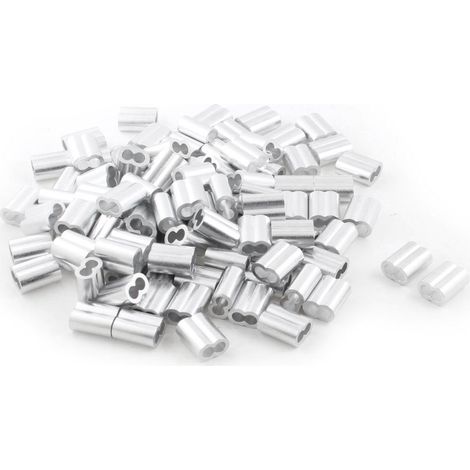 Manchons d'embouts en aluminium argenté, 100 pièces, pour acier inoxydable 8mm