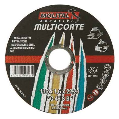 DISCO DE CORTE UNIVERSAL MOLITAL Ø 230x2,0 mm