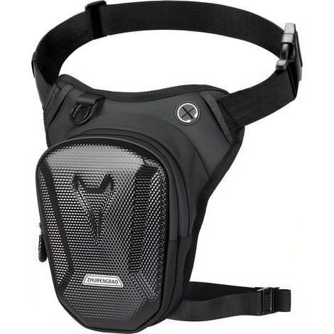 Gepäcktasche für Motorräder, Gepäcktasche für Männer und Frauen – mit beweglichen Taschen, Bananenbeutel, Handytasche – Reisen, Wandern, Radfahren, Aktivitäten im Freien, Schwarz