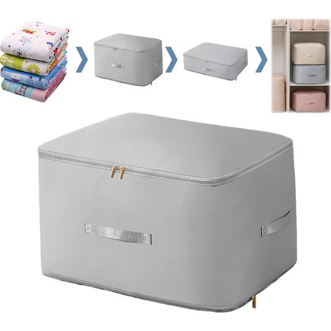 Sac de rangement sous vide Andrew Online Grand Gris 54x42x30cm pour couettes vêtements et déménagement anti-humidité (1/4)