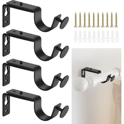 4 Pièces Support de Tringle à Rideau Réglable 25 à 28 mm Supports Mural Réglable pour Tringle avec Vis Extensible Fixation pour Tringles à Rideaux pour Les Bureaux Les Armoires de Chambre