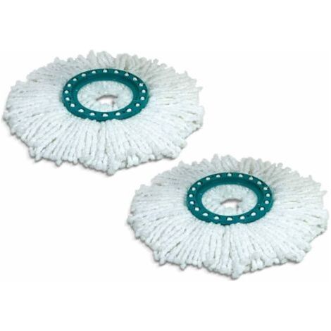 lot de 2 têtes de rechange Clean Twist Disc Mop, idéal pour les carrelages et sols en pierre, microfibre absorbante eau et saleté, franges de remplacement, facile à changer, (1/5)