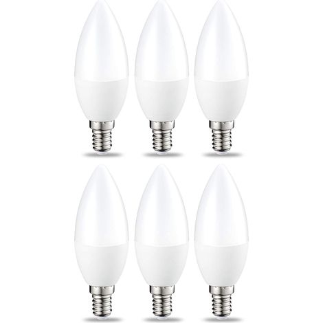Lot de 6 petites ampoules LED en forme de flamme, culot à vis E14 (type Edison), 5,5 W, blanc chaud, non dimmables