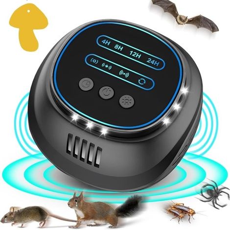 Ultraschall-Mäuse- und Rattenabwehrgerät, autark, 360°, geräuschlos/Niederfrequenz/Hochfrequenz/Schleife, 300 m², 22–65 kHz, Insektenschutzpanel (1/5)