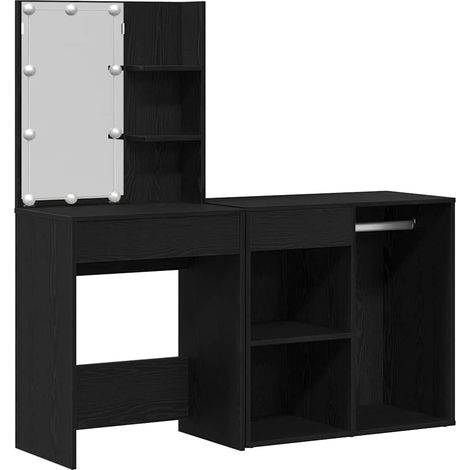 Maison Exclusive - Juego de mesa de tocador LED Roble Negro 140 x
