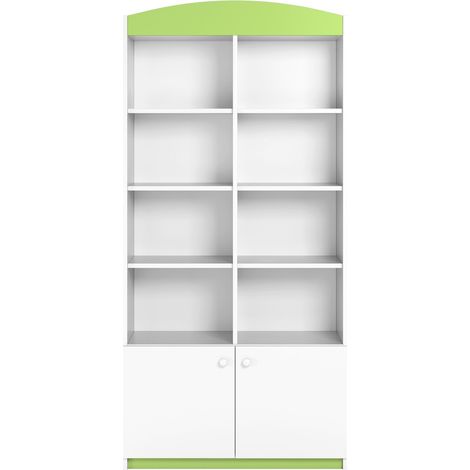 Bibliothèque blanche et vert Drimy 90cm (1/3)