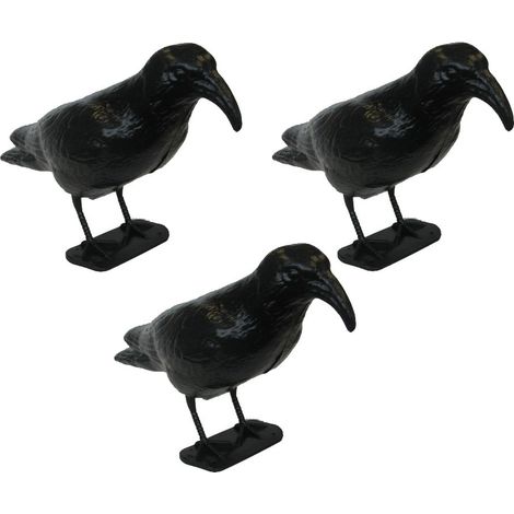 OFFERTA 3 STATUE SPAVENTAPASSERI CORVO 35CM