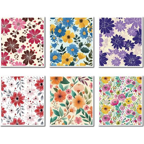 Lot de 6 torchons à Fleurs en Coton Coloré Réutilisables Lavables et Absorbants Style Vintage Suédois pour la Maison la Cuisine Les Pendaisons de Crémaillère 19.5x17.2cm (1/5)