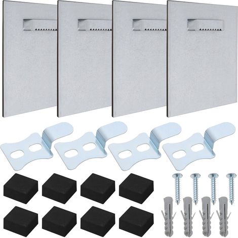 4 ensembles Kits de Suspension de Miroir Crochet Mural Cadre Photo en Verre Support de Pièce Suspendue Adapté au Plâtre et aux Murs Solides 10cmx10cm (1/5)