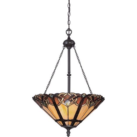 Lampada a sospensione plafoniera lampada a sospensione Tiffany vetro acciaio D 40,8 cm 3 fiamme