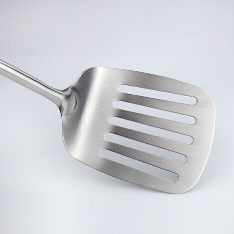 Vtizikl Spatule à fentes en acier inoxydable, ustensile de cuisine pour la cuisine avec manche creux, argent/14,9 pouces (1/3)