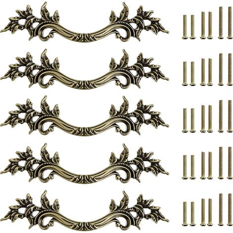 5pcs Poignée de porte vintage Bouton de Porte de Placard rétro,décorer le Tiroir, la Commode, Placard, Meuble etc. (bronze) (1/5)