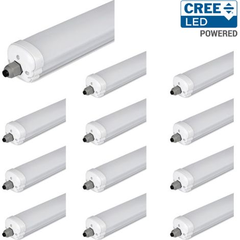 Lot de 12 Réglettes LED étanches 120cm 36W 130lm/W IP65 CREE Chip V-TAC VT-1249 - 120 deg - Blanc neutre - 4000K