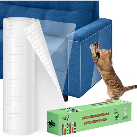 Protection Canape Chat Anti Griffe Transparent Invisible 42 500CM:Protege Canape Griffe Chat Extra Long - Film Protection Mur Chien Adhesif Autocollant pour Meubles,Porte,Mur,Comptoirs (1/5)