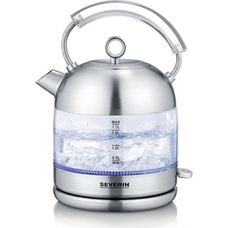 Bouilloire sans fil 1,7 L 2400 W – Acier inoxydable – Éclairage intérieur bleu – Filtre anti-calcaire amovible – 3459 – Severin (1/10)
