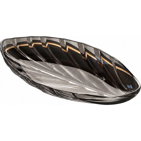 Plateau à fruits en forme de feuille, noir transparent, plateau de service en plastique pour amuse-gueules, bonbons, table basse (1/5)