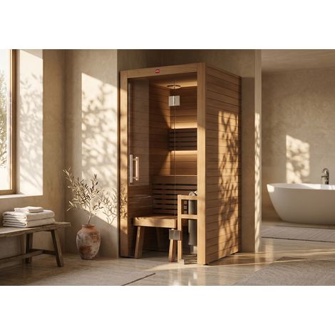 Harvia Utu Mini Saunakabine Design-Sauna aus Thermo-Espe 97x96x206cm inkl. LED Beleuchtung