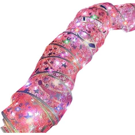 Guirlande lumineuse de 9,75 mètres (32 pieds) pour sapin de Noël, avec 100 LED, composée de fil de cuivre, de ruban et de nœuds. Idéale pour les fêtes, les mariages, les jours fériés et la décoration (1/5)