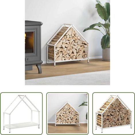 Bois de chauffage - Portant de bois chauffage blanc 60x25x60 cm (1/5)