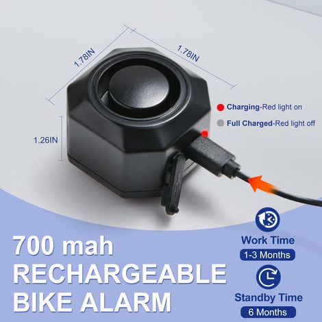 Sistema di allarme a vibrazione wireless per auto elettrica da 2 pezzi con sensore di movimento, clacson antifurto impermeabile ricaricabile (1/4)