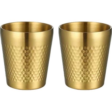 Deux tasses de 350 ml en acier inoxydable - Empilables - Sans anses - Idéales pour le camping, les pique-niques et les voyages - Incassables et sans BPA - Usage extérieur - Argentées (1/5)
