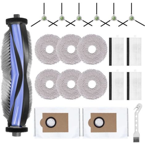 Kit d'accessoires pour Lefant M3/M3 Max/M3 Gen2 robot aspirateur, pièces de rechange, 1 brosse principale, 6 brosses latérales, 4 filtres Hepa, 2 sacs de base, 6 lingettes, 1 brosse de nettoyage (1/5)