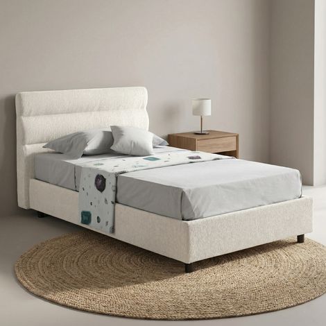 Letto Singolo Brenta, Sfoderabile, Contenitore Made in Italy, Dimensione Materasso 80x200 cm, Beige (1/5)