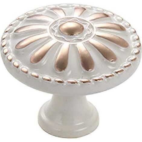 Bouton de meuble vintage blanc, poignée de tiroir ronde à un trou pour une décoration intérieure polyvalente (1/3)