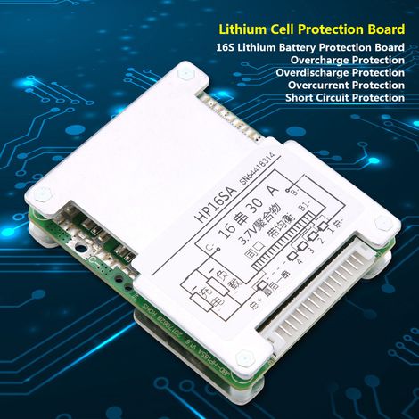 Carte de protection d'équilibrage pour batterie au lithium 16S 48V/60V avec dissipateur thermique en aluminium (3,6/3,7V 30A) (1/5)