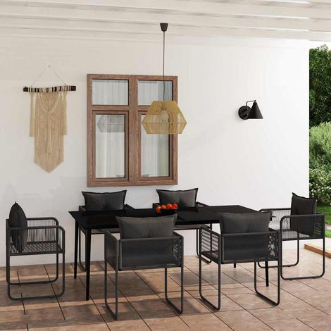 vidaXL Juego de comedor para jardín 7 piezas negro (1/5)
