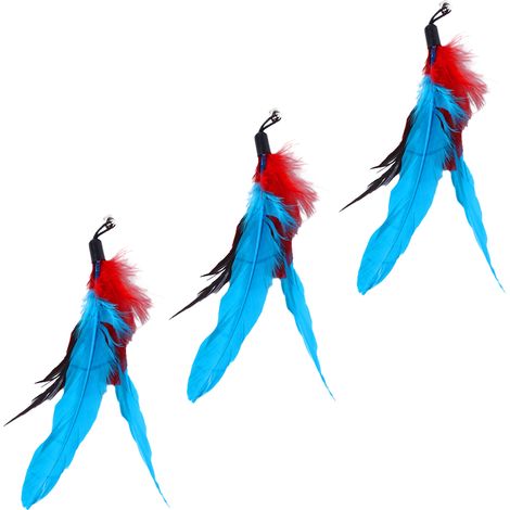 Lot de 3 têtes de rechange en plumes colorées pour jouets pour chats - Plumes jaunes (1/5)