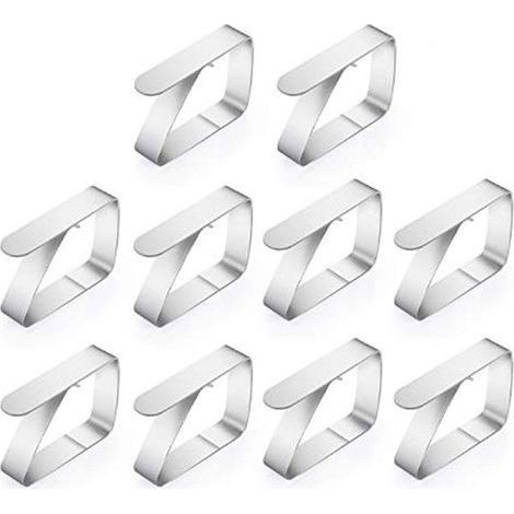 Lot de 10 pinces à nappes inox, accroche nappes gourmandes, pinces à nappes, pinces à nappes (1,5 mm) inox (dimensions : 6,5 x 1,5 x 5 cm)