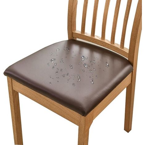 Set di 1 coprisedia impermeabile, coprisedia elasticizzato e rimovibile in similpelle PU per sala da pranzo, 1 confezione, bianco crema (1/5)