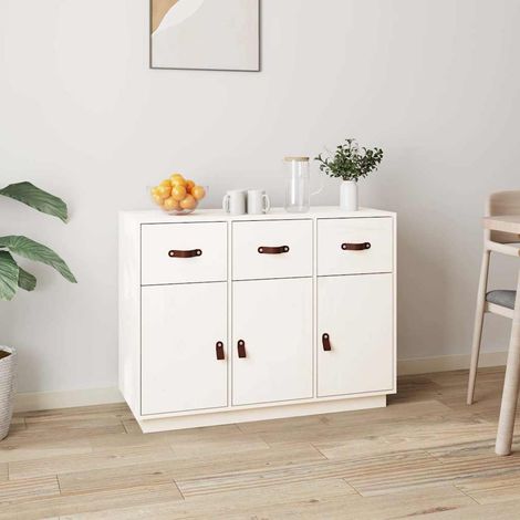 Aparador madera maciza de pino blanco 100x40x75 cm (1/4)