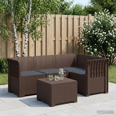 vidaXL Sofá de Jardín para 4 Personas con Cojines y Diseño de Rattan (1/5)