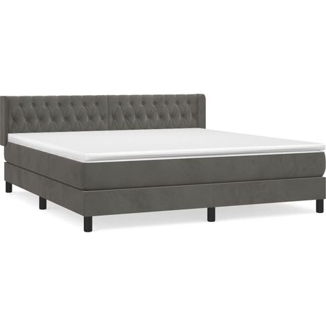 Maison Exclusive - Cama box spring con colchón terciopelo gris os (1/5)
