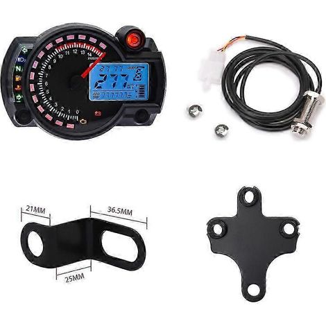 Compteur de vitesse numérique LCD KOSO RX2N avec jauge à carburant et tachymètre pour moto, compteur kilométrique, vitesse maximale 299 km/h, tableau de bord 7 couleurs 24489