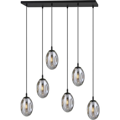 Lampada a Sospensione Astral, Acciaio verniciato a polvere, Vetro, Nero, Grigio, 70x100x22 cm