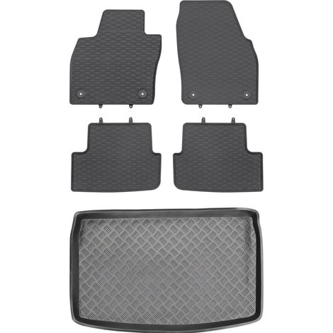 Set di tappetini in gomma per auto e tappetino per bagagliaio per Volkswagen Polo VI Hatchback dal 2017