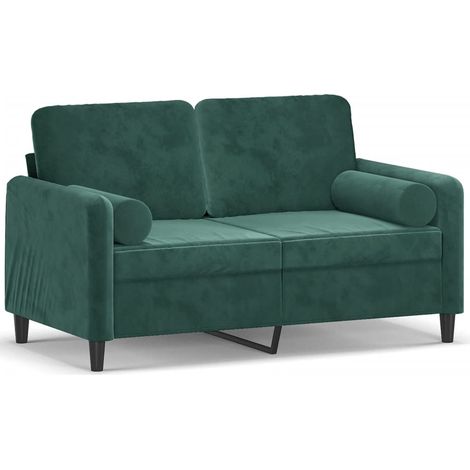 Canapé 2 places，Sofa pour Salon，Banquette avec oreillers vert foncé 120 cm velours CFW981569 (1/5)