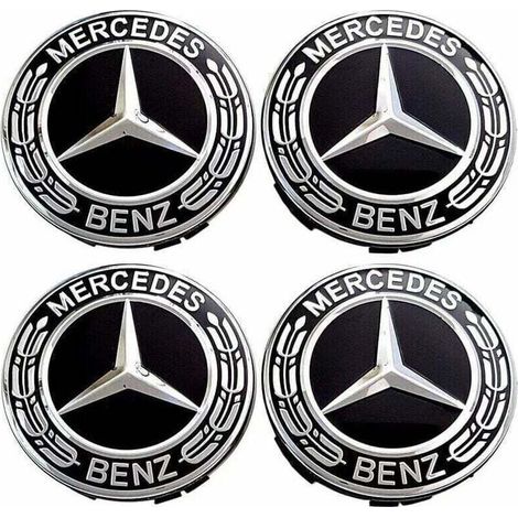 4-teilige Radkappen, kompatibel mit Mercedes-Benz 75-mm-ABS-Radnabenabdeckungen, Autozubehör (1/5)