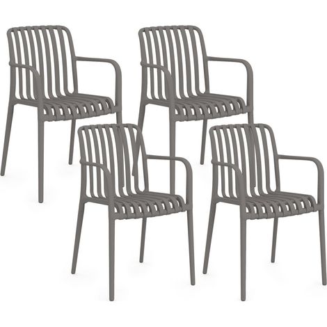 Set di 4 sedie da giardino impilabili BILBAO in polipropilene grigio antracite
